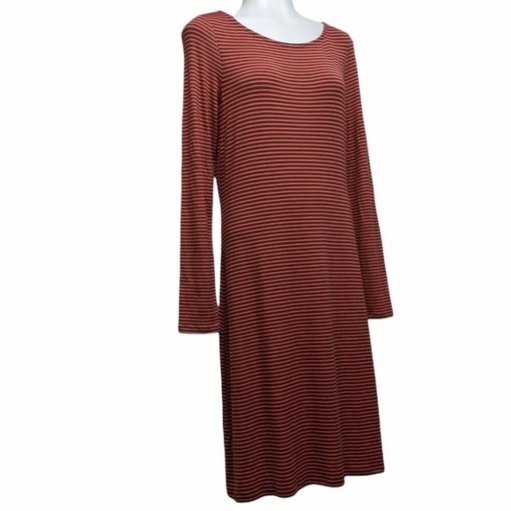 Tommy Bahama Dress Women Size Small Striped Long Sleeves Maxi Boatneck Orange S